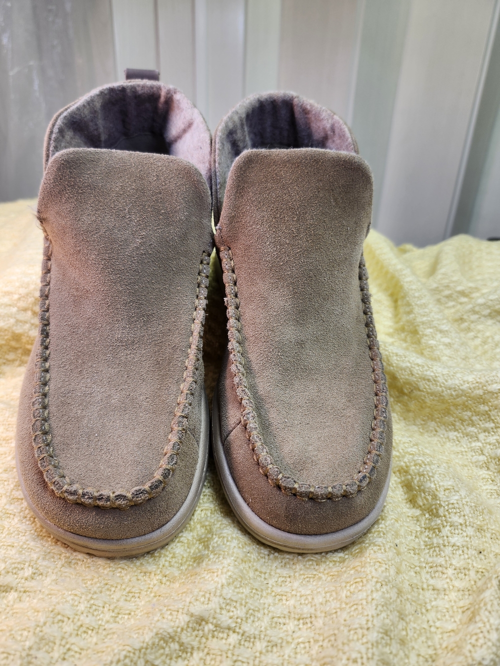 Hey Dude Women's Taupe Suede Slip-On Moccasin Slippers